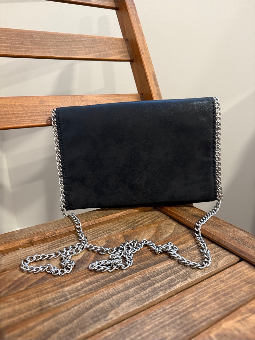 Chelsea28 Faux Leather Convertible Chain Crossbody Clutch - Black